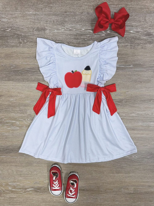 Flutter Sleeve Apple Pencil Girls Back to School Dress