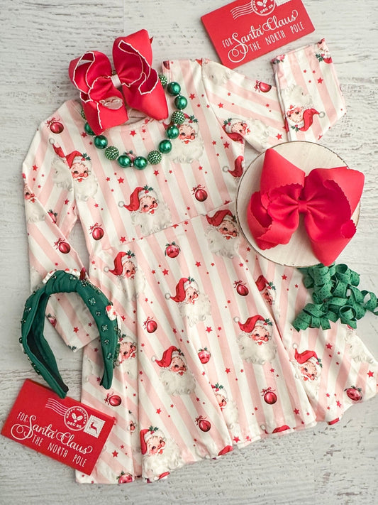 Santa & Stripes Twirl Dress