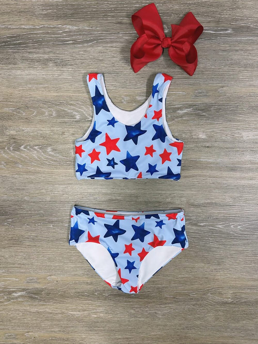 All-American Starlet Girls Two-Piece Patriotic Swimsuit