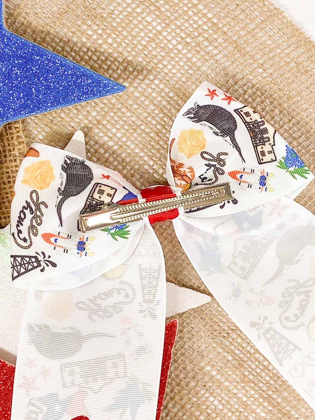 Texas Printed Ribbon Cheer Bow