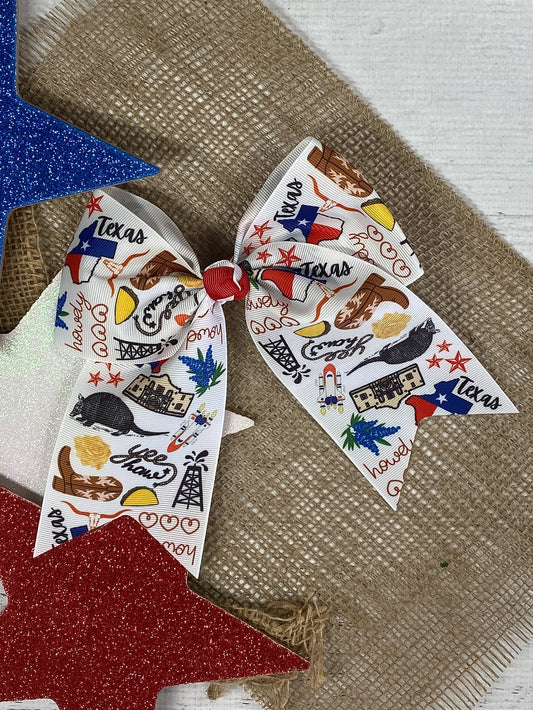Texas Printed Ribbon Cheer Bow