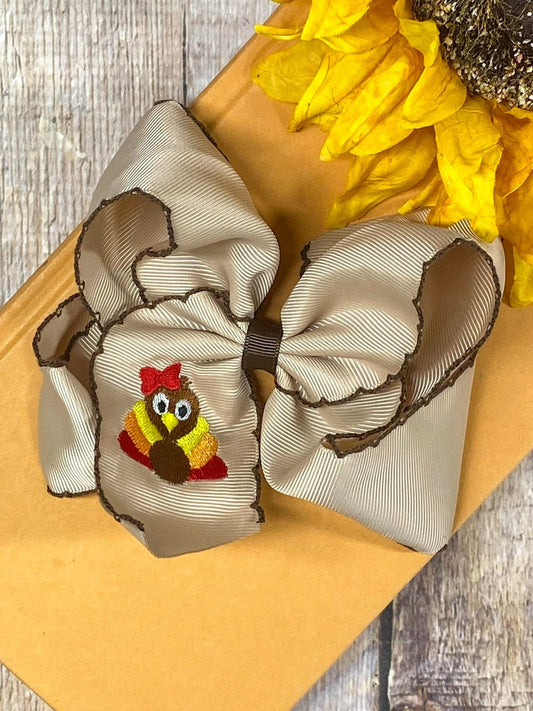 Turkey Embroidered Moonstitch Hair Bow